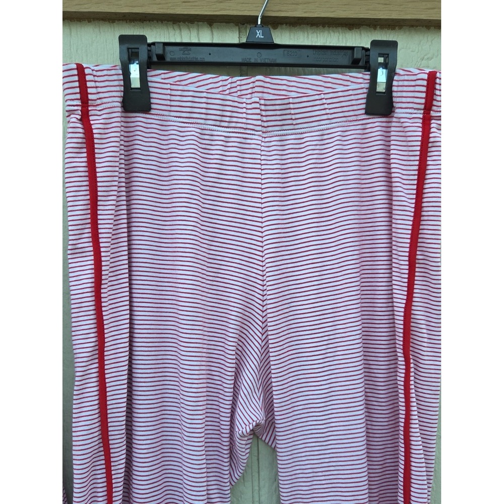 The LAKE Pima Cotton Crew Long Sleeve Set Red Striped Ecocore Pajama Lounge - Picture 6 of 7